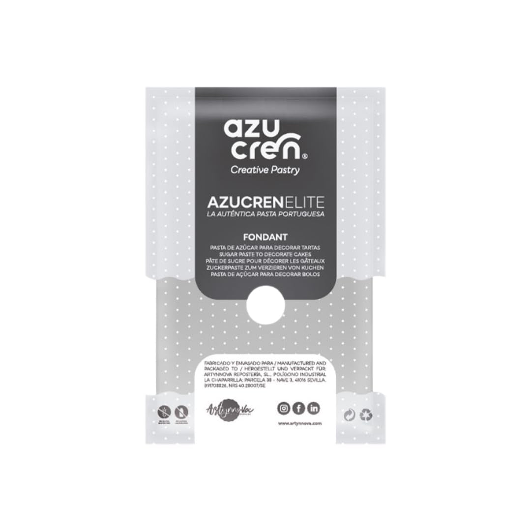 Azucren, Roll Fondant, Roll Fondant gri, ușor de utilizat, neted, flexibil, moale și pliabil, perfect pentru decorarea torturilor, Halal, Kosher, fără gluten, aromă de lămâie (250 G) Pasta de zahar Naty Shop 250 G