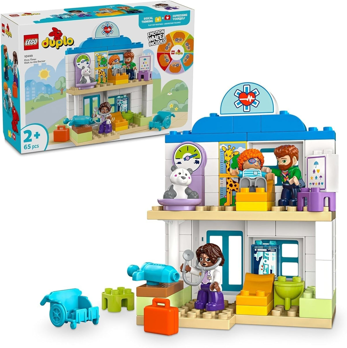 LEGO DUPLO Town Prima visita dal dottore, Giocattolo da costruzione, Set da gioco per promuovere le abilità motorie complesse, Regalo per bambini dai 2 anni in su, Giocattolo educativo, Gioco di ruolo in ospedale 10449 Set da costruzione Besuche den LEGO-Store Titolo predefinito