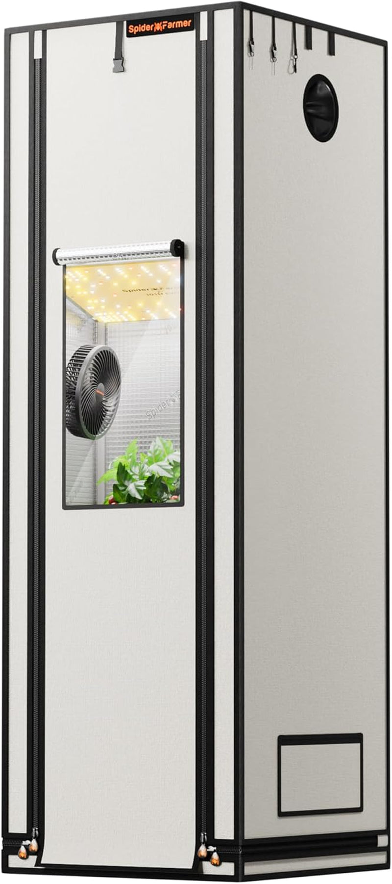 Tenda da coltivazione Spider Farmer Pro 70x140x200 cm con porta scorrevole, finestra di osservazione, pannello pavimento rimovibile, tessuto Mylar 2000D, per coltura idroponica da interni con SF4000, G4500, SE4500