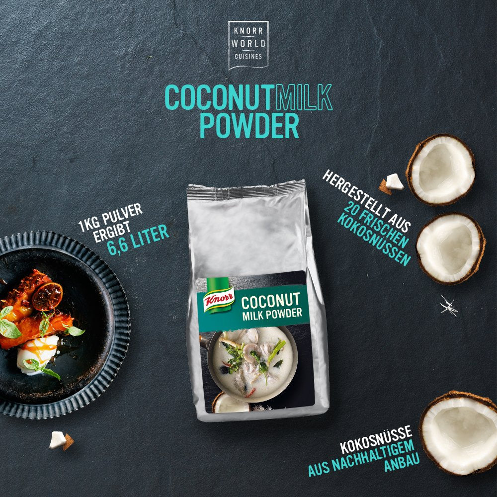 Knorr Kokosmilch Pulver (latte in polvere aus 20 frischen Kokosnüssen, ergibt 6.6 Liter Kokosmilch) 1er Pack (1 x 1 kg)