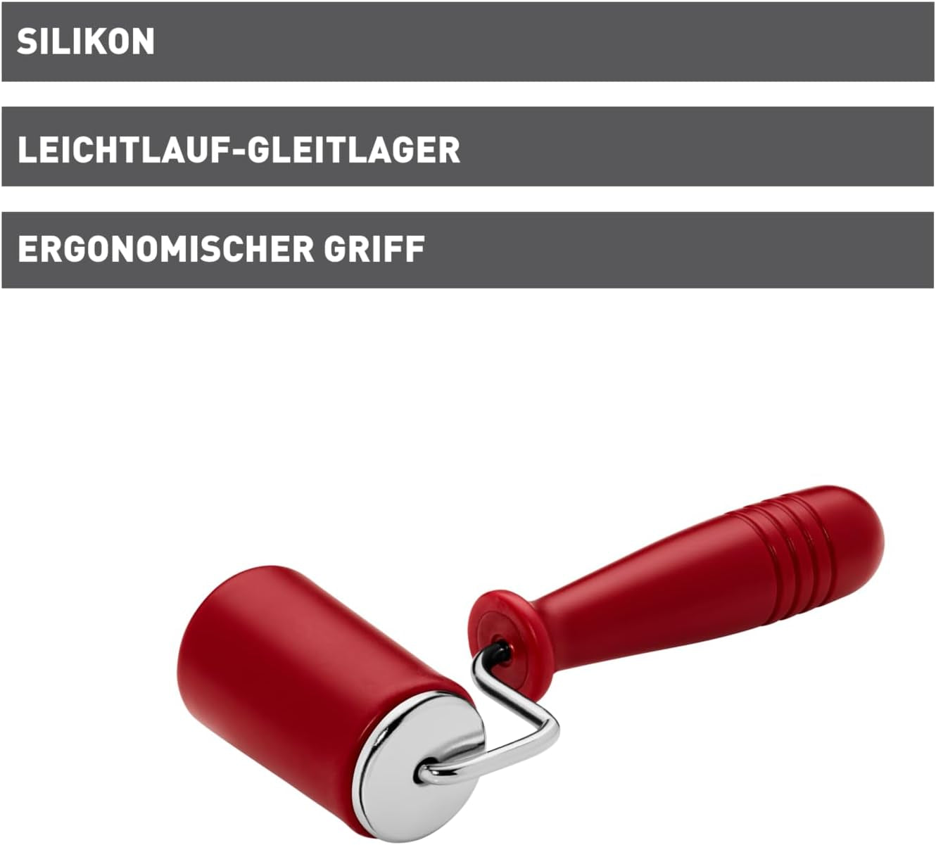 Original Kaiser Original Kaiserflex Red Teigroller klein 18 x 4.2 cm, Teigausroller konisch, Teigroller Silikon mit Metallkern, ergonomischer Griff, hitzebeständig bis 200°C