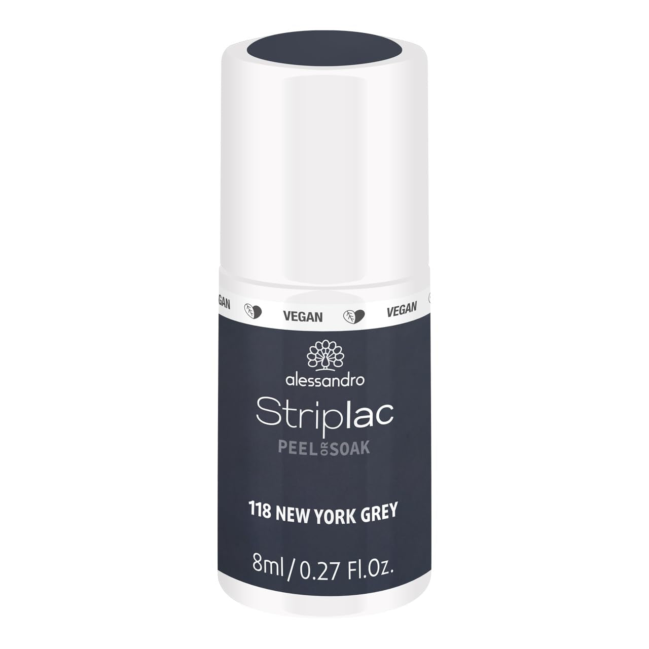 Smalto UV alessandro Striplac Midnight Black – Delicato e a lunga tenuta – Facile rimozione grazie alla tecnologia peel-off – Vegan e cruelty-free – 8 ml