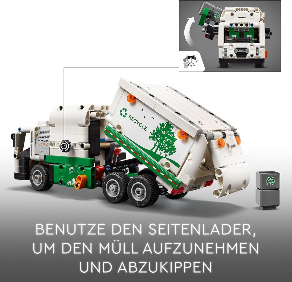 LEGO Technic Mack LR Electric Müllwagen, Müllauto-Modell für Recycling-Rollenspiele, Baubares LKW-Spielzeug für Kinder, Auto-Geschenk für Jungs und Mädchen ab 8 Jahren, die Fahrzeuge lieben 42167
