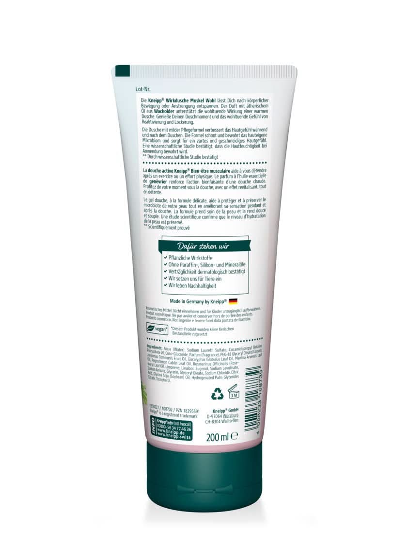 Kneipp, Gel doccia riattivante e rilassante con olio essenziale di ginepro - ideale dopo l'attività fisica e lo sforzo, 200 ml Bagno e doccia Naty Shop