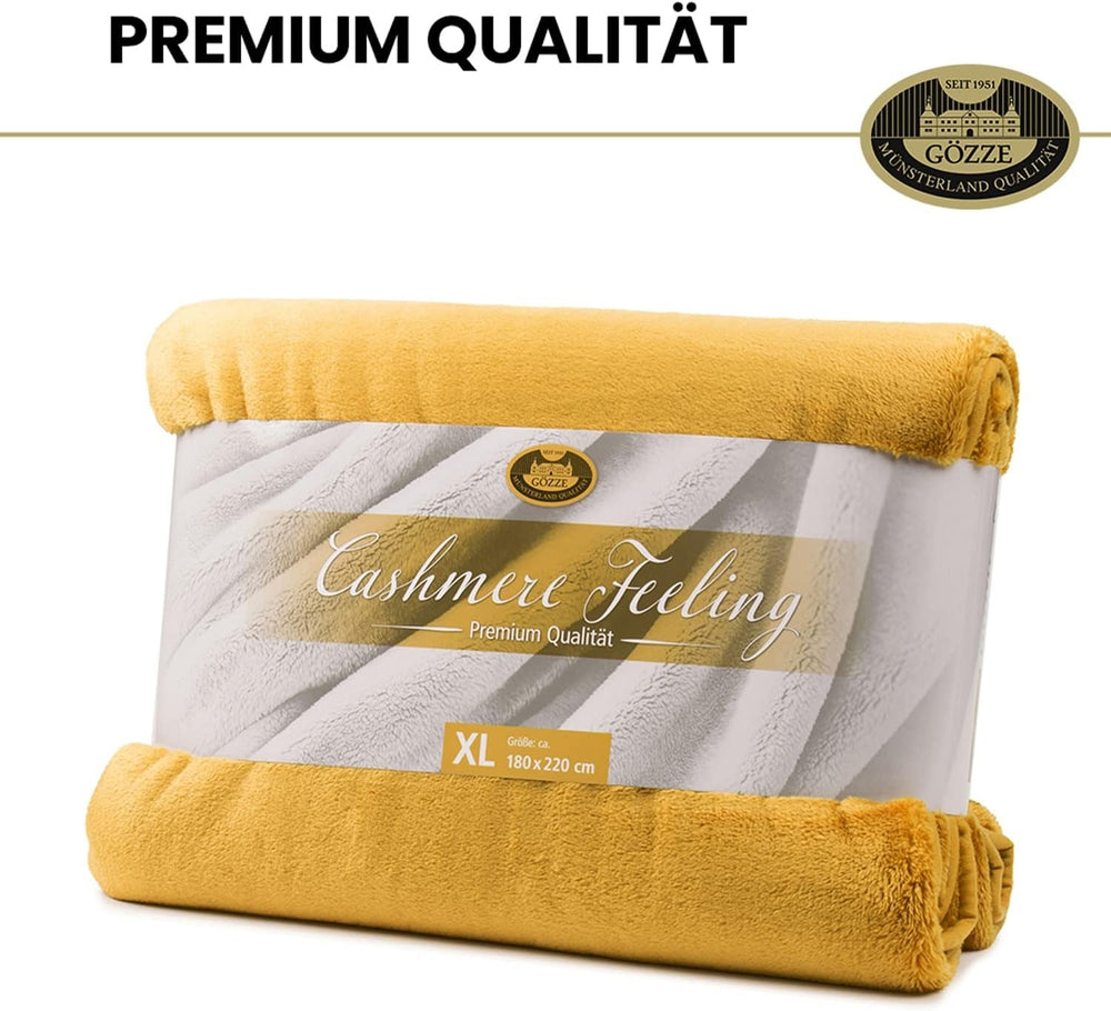 Gözze - Comoda coperta Premium Cashmere-Feeling, 500 G/M², 180 X 220 cm - senape Letti e coperte Besuche den Gözze-Store