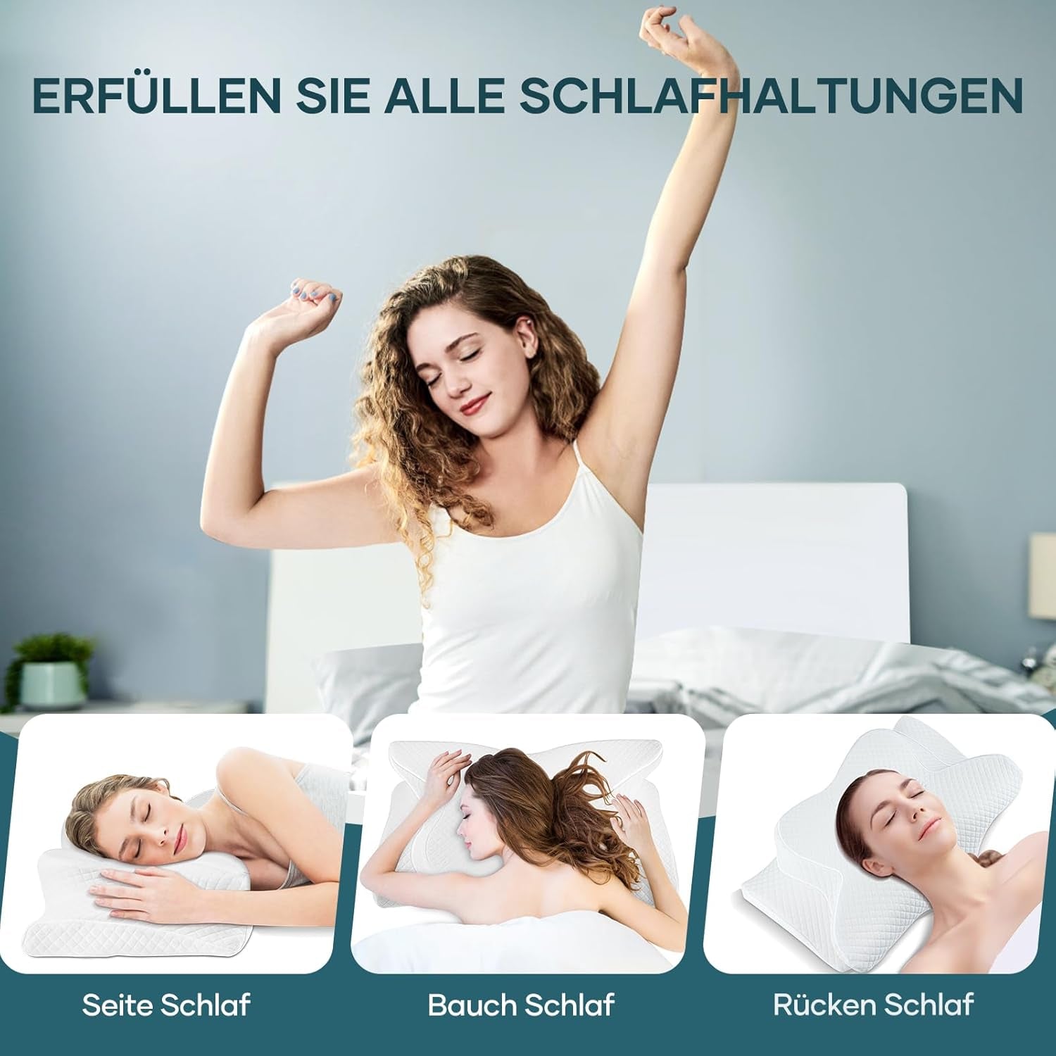 Pernă pentru gât Pernă pentru cap Pernă ortopedică Pernă din spumă de memorie Pernă ergonomică pentru cap Pernă pentru susținerea gâtului Pernă anti-impact lateral Pentru cei care dorm lateral, pe spate și abdominal Alb Perne ortopedice cervicale Naty Shop