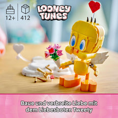 LEGO Looney Tunes Liebesbote Tweety - Modellbau zu Looney Tunes mit Zubehör - Blumenstrauß, Herz, Amor-Bogen & Wolkenständer - Kreatives Geschenk für Mädchen & Teenager ab 12 Jahren - 40824