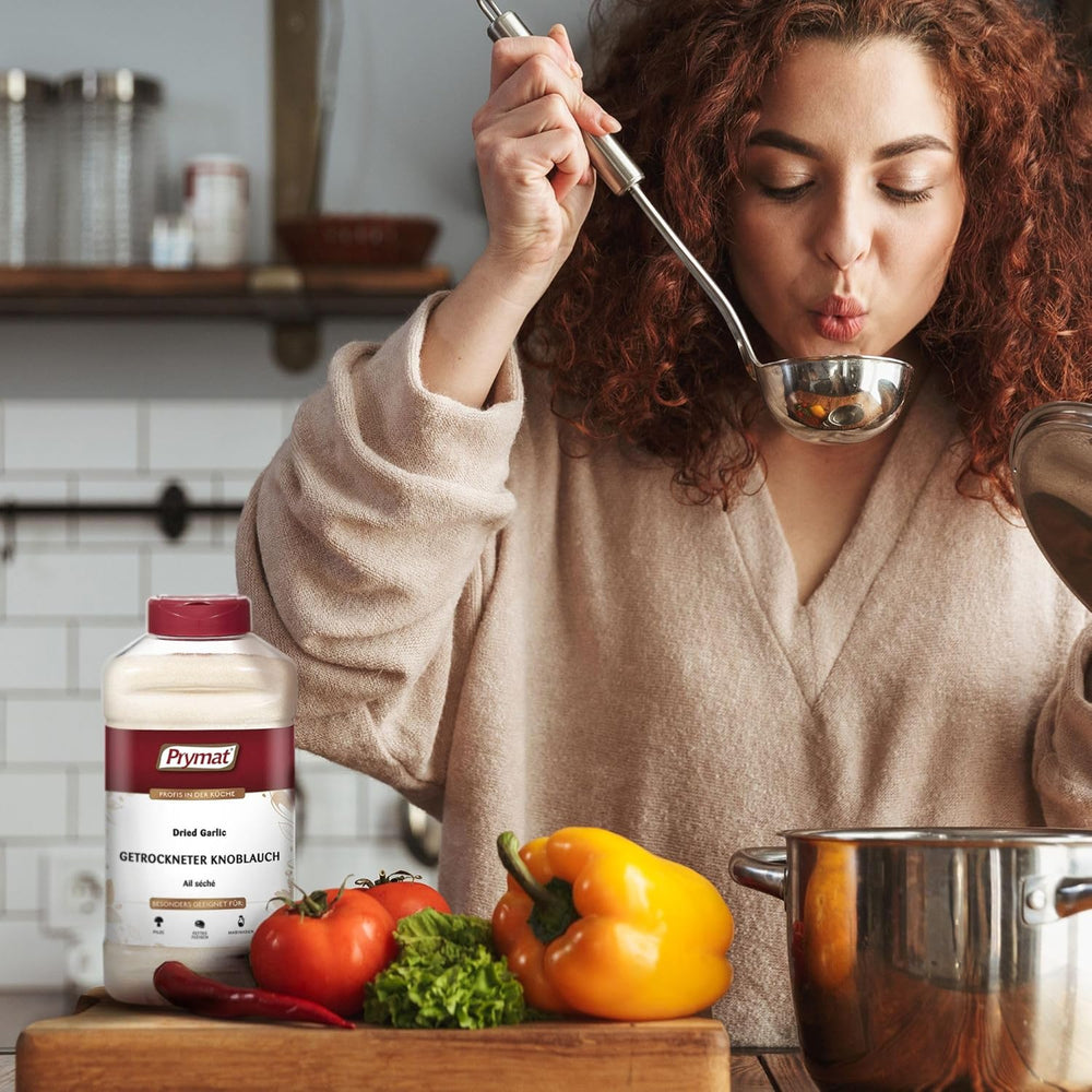 Prymat Getrockneter Knoblauch granuliert 1.05kg – Aromatisches Knoblauchgranulat zum Würzen von Fleisch, Fisch, Gemüse, Saucen, Dips & Marinaden – intensiv im Gesmack – ohne Zusätze