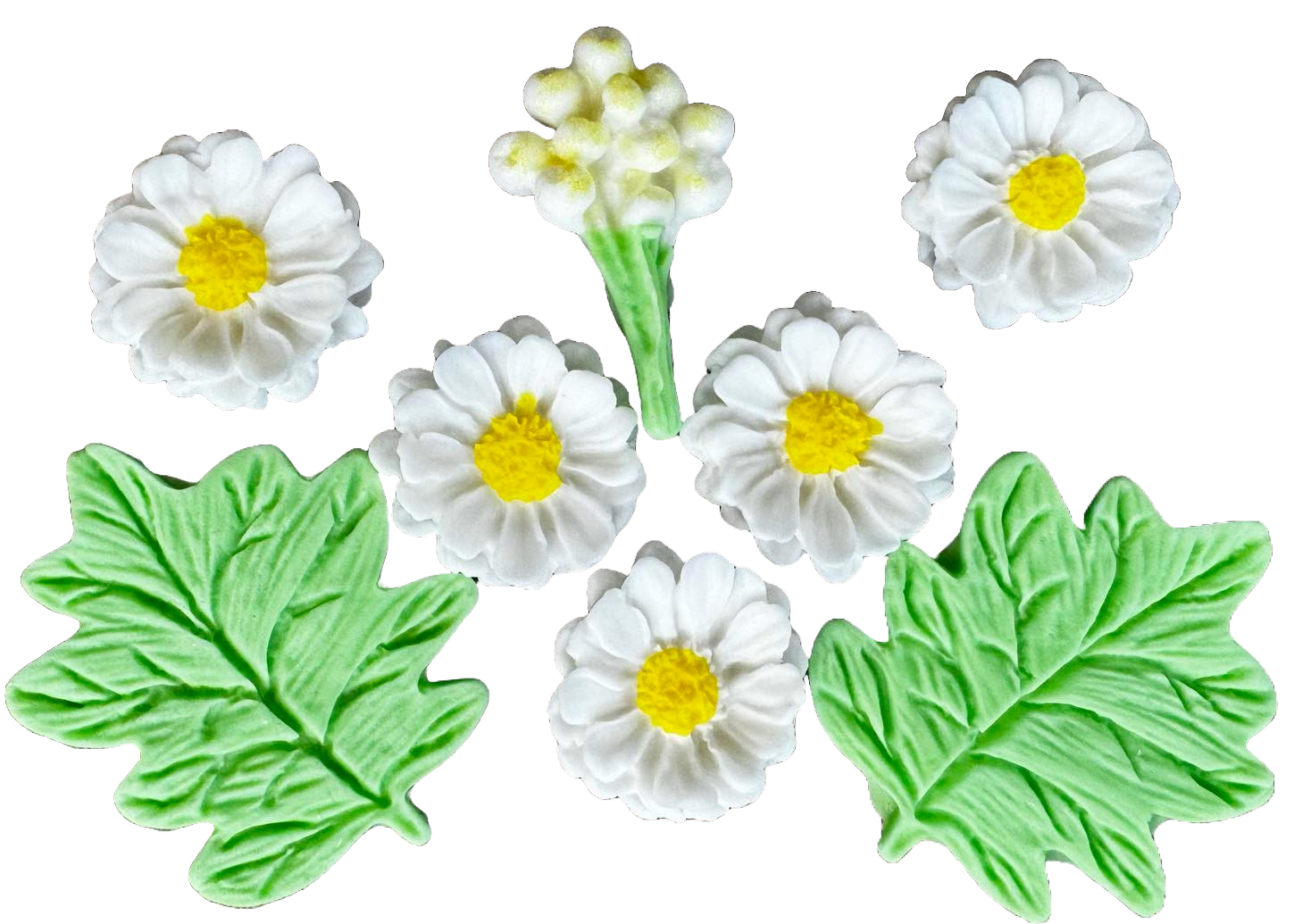 Set 8 decoratiuni comestibile din zahar, Margarete de camp Decoratiuni din Pasta de Zahar Naty Shop