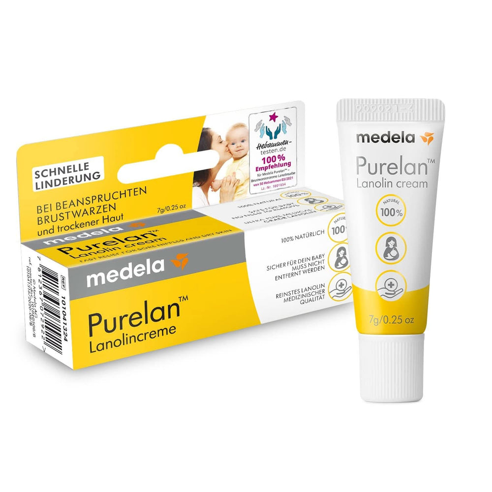 Medela Purelan 37 G Lanolincreme – Schnelle Hilfe Bei Beanspruchten Brustwarzen und Trockener Haut – 100 % Natürlich, Hypoallergen, Dermatologisch Getestet und Frei Von Duftstoffen Accessori Alimentazione e allattamento Bebe Naty Shop Brustwarzencreme 7G