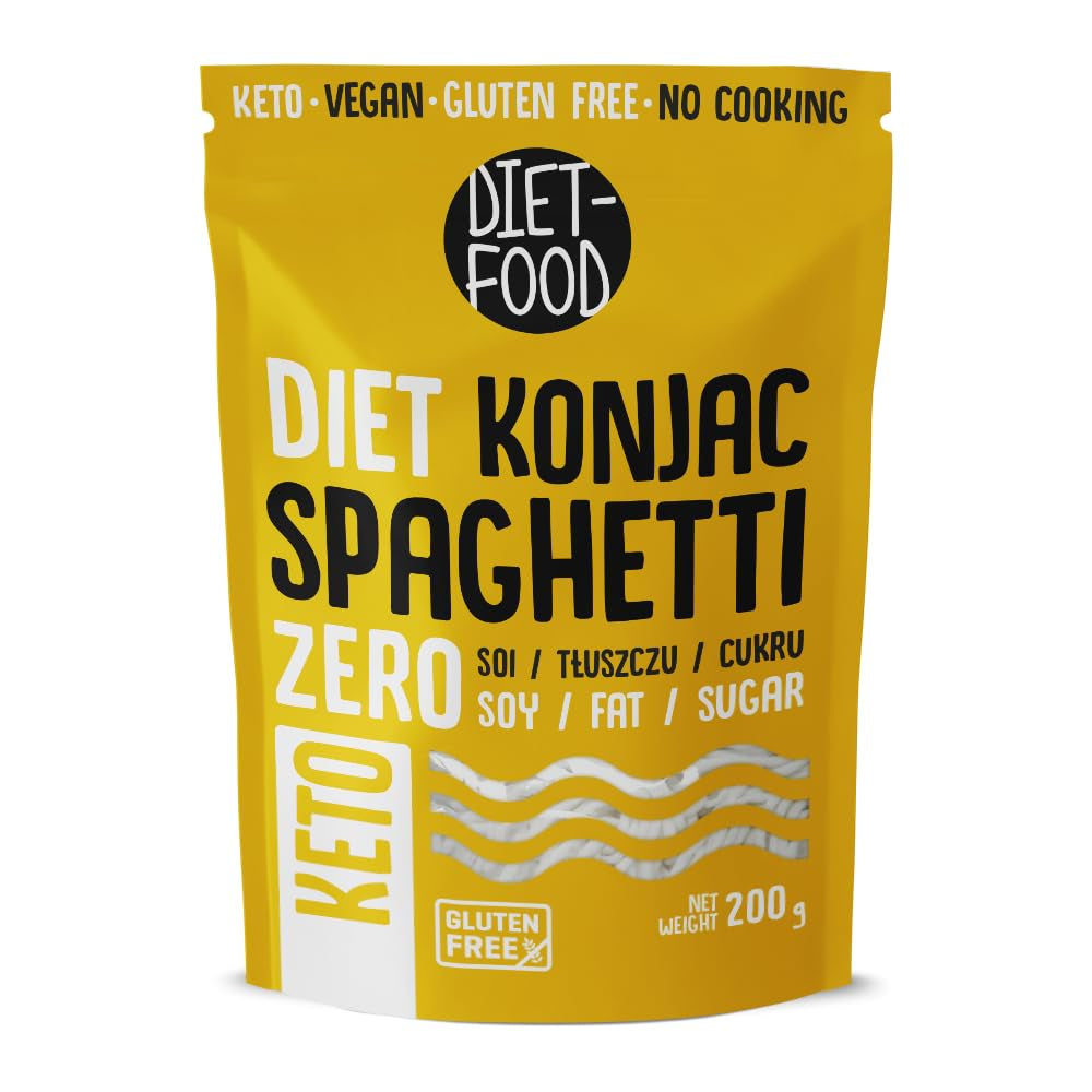 DIET-FOOD Riso Shirataki Konjac istantaneo, a basso contenuto di carboidrati, a basso contenuto calorico, vegano, senza grassi, senza soia, senza glutine, cheto friendly, spaghetti di riso dimagranti, 200 grammi