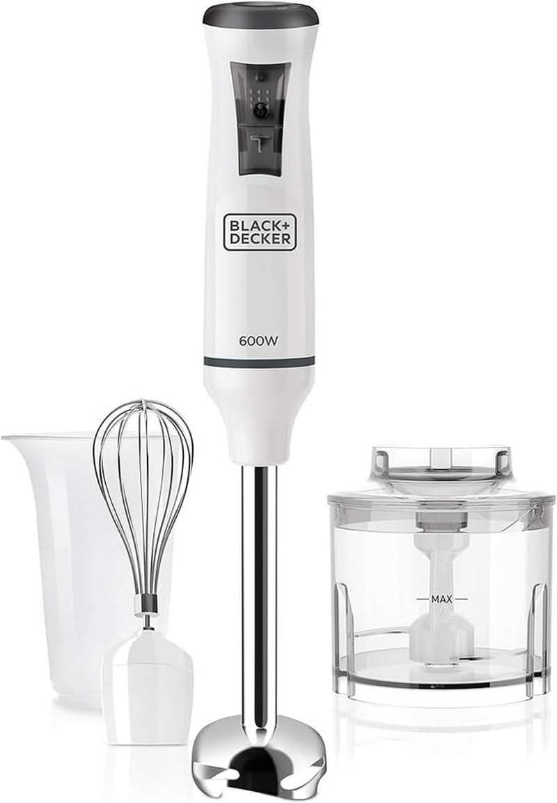 BLACK+DECKER Impastatrice | BXHBA1500E | 1500 Watt | 20 velocità | Turbo | Edelstahl | Protezione spritz | Incluso Pürieraufsatz, Schneebesen, Zerkleinerer und Messbecher Cucina Naty Shop Single 3 Zubehörteile 600W