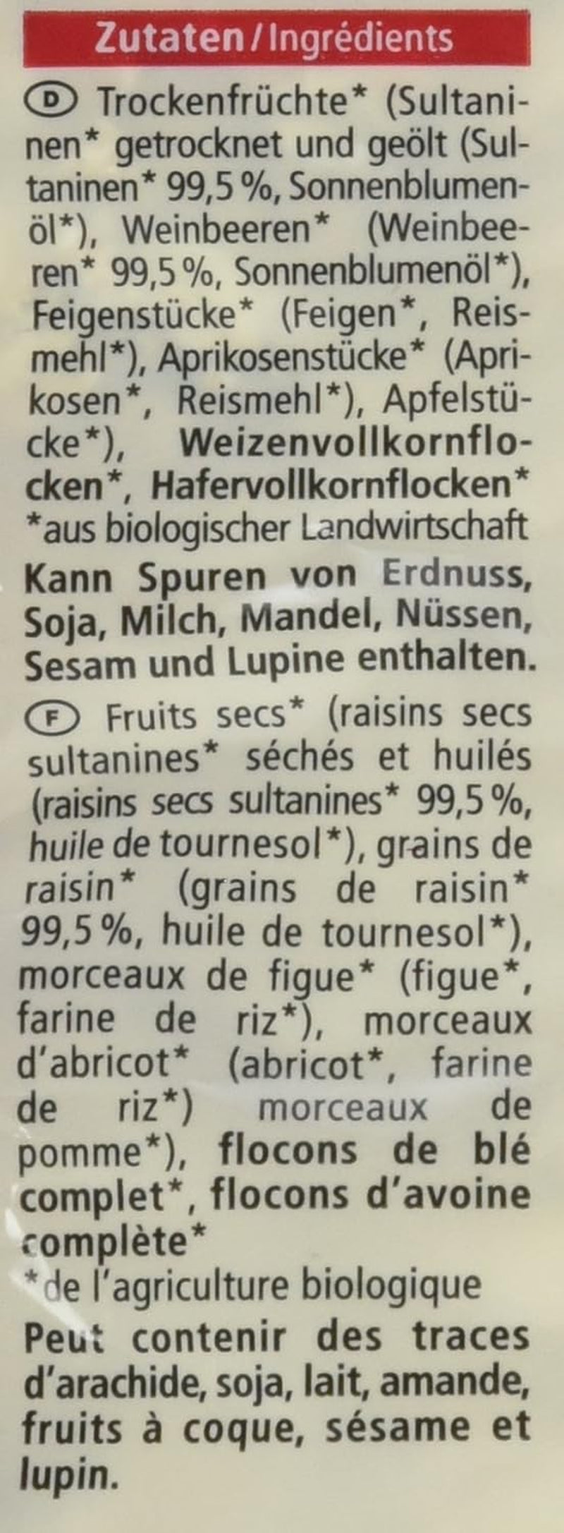 Muesli con frutta biologica, 750g