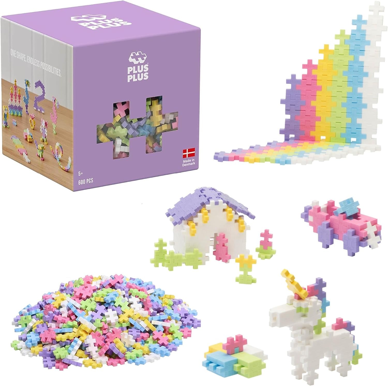 Plus-Plus 9604262 Geniales Konstruktionspielzeug, Regenbogen, Kreativ-Bausteine ​​​​Tube, 240 Teile