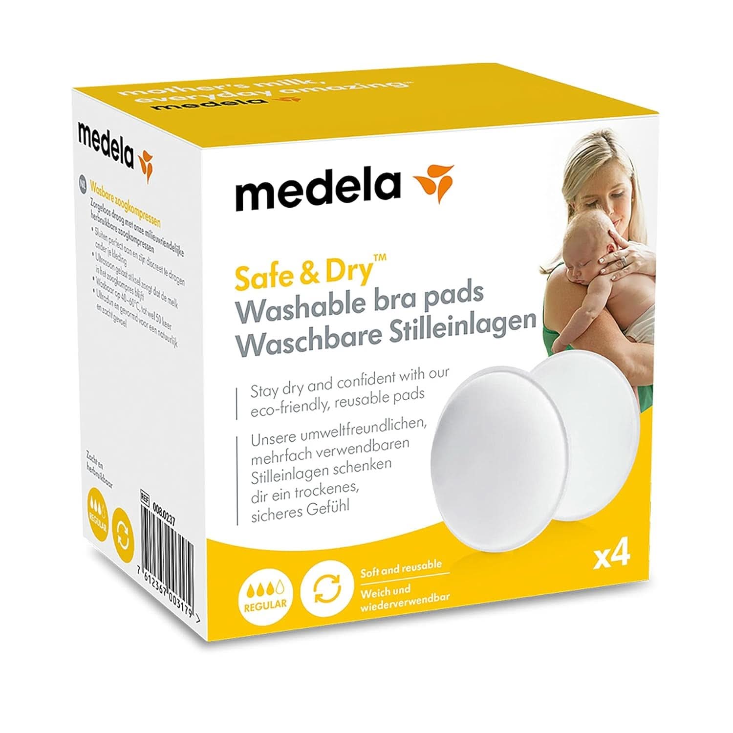 Medela Waschbare Stilleinlagen, 4 Stück Accessori Alimentazione e Allattamento Bebe Naty Shop