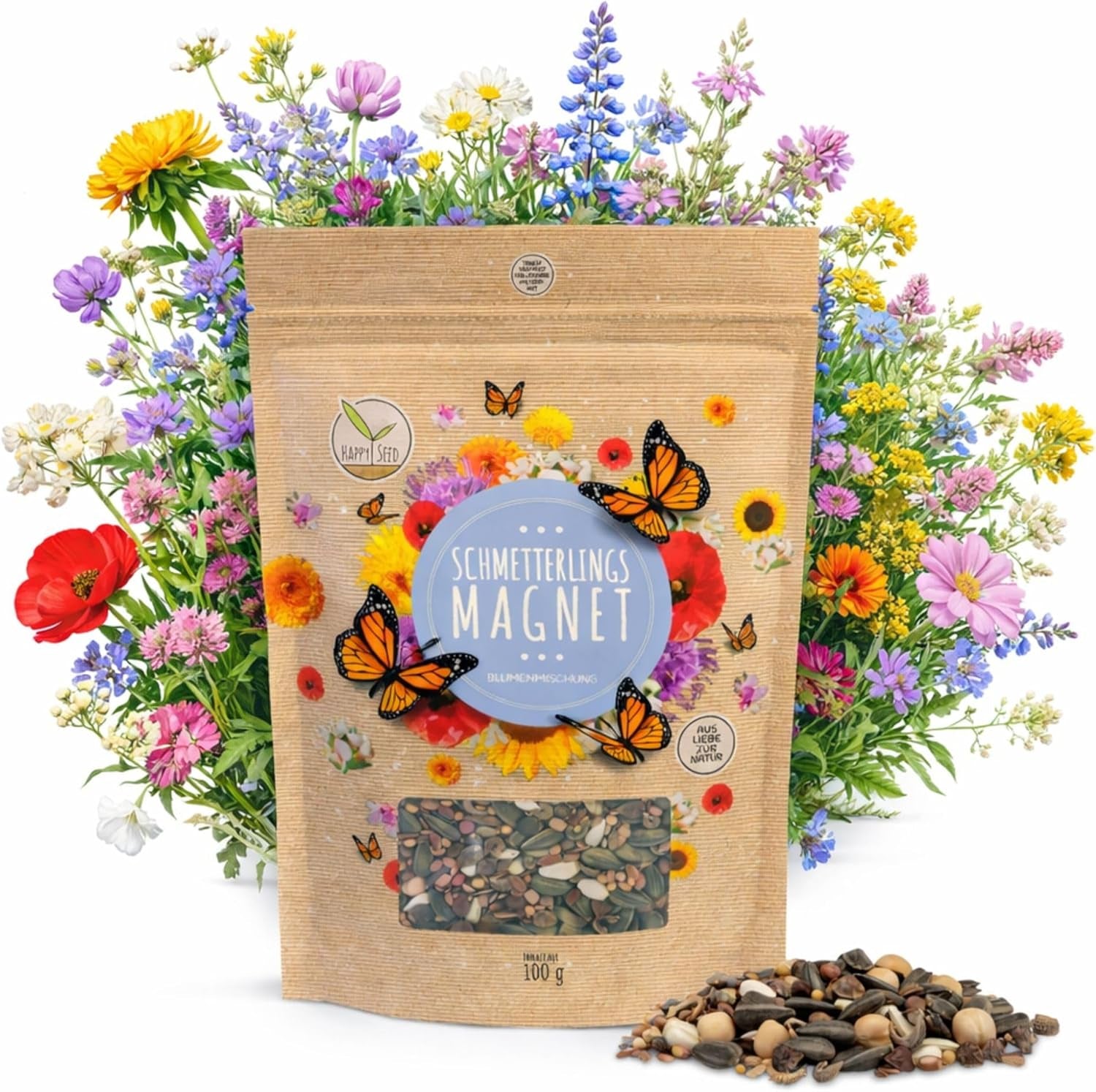 200G Schmetterlingswiese Samen Für Eine Bunte Blumenwiese - Farbenfrohe & Nektarreiche Wildblumensamen Mischung Für Schmetterlinge