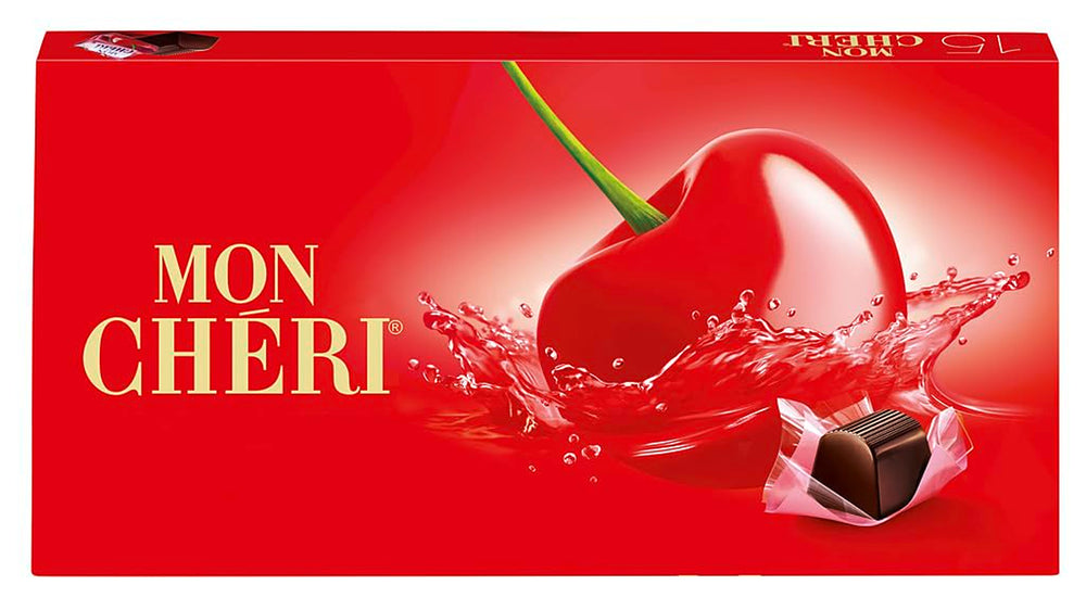 Ferrero Mon Chéri - Cioccolato Croccante, Liquore Fruttato e Una Ciliegia Aromatica - Regalo di Cioccolato di San Valentino per Lui e per Lei - 1 Confezione da 15 Cioccolatini Singoli