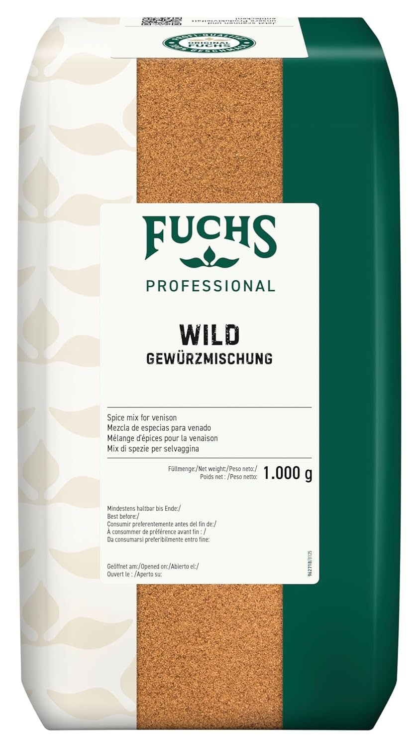 Fuchs Professional - Wildgewürz | Zum Würzen von allerre Wildgerichten und dunklen Saucen | Profi-Qualität für Großverbraucher und Gastronomie | Sacco riciclabile da 1 kg