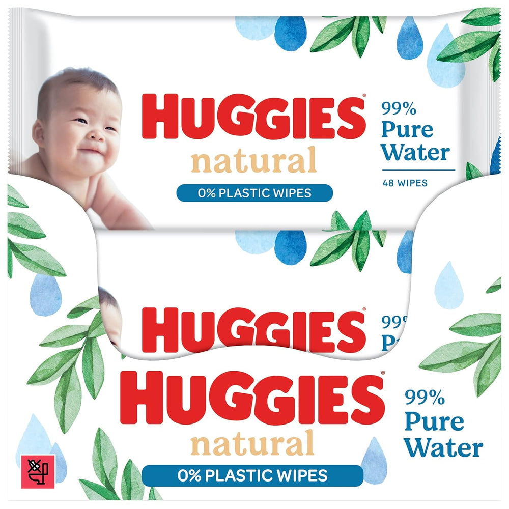 Salviette umidificate Huggies naturalmente biodegradabili per bambini sensibili, 8 x 48 salviette, confezione sfusa