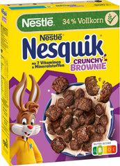 Nestlé NESQUIK Crunchy Brownie, cereali da colazione croccanti con gocce di cioccolato e una forma innovativa per croccanti extra, confezione da 7 (7 x 300 g)