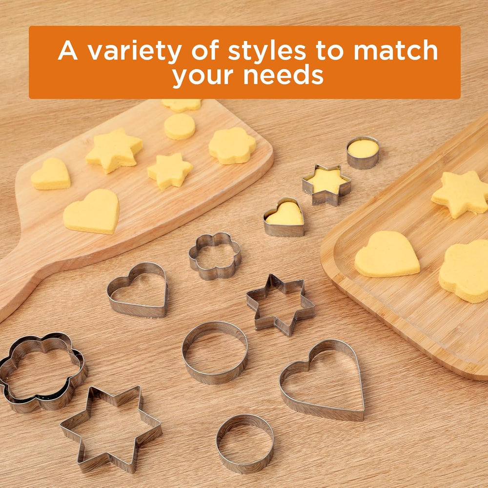 Set de 12 forme de biscuiți, din oțel inoxidabil, pentru decorarea torturilor, prăjituri cu zahăr și fursecuri