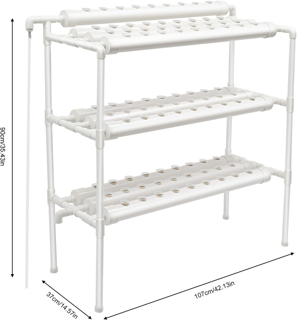 Kit di coltivazione idroponica a 3 strati con 90/108 posizioni di semina e pompa dell'acqua, sistemi di coltivazione di piante fuori suolo in PVC, kit di coltivazione idroponica per frutta e verdura (108 posizioni di semina)