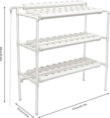 Kit di coltivazione idroponica a 3 strati con 90/108 posizioni di semina e pompa dell'acqua, sistemi di coltivazione di piante fuori suolo in PVC, kit di coltivazione idroponica per frutta e verdura (108 posizioni di semina)