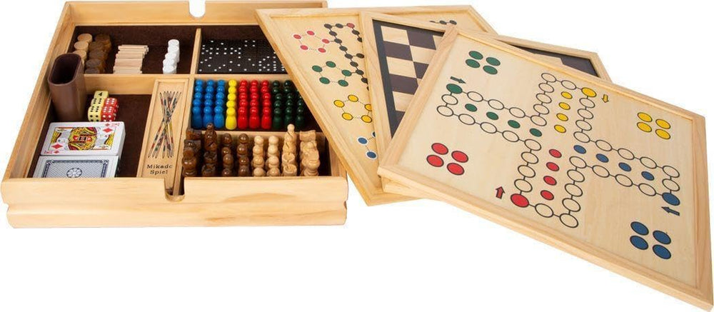Collezione di giochi Small Foot, 7 giochi classici in legno, giochi da tavolo per tutta la famiglia, dai 6 anni in su, 12322