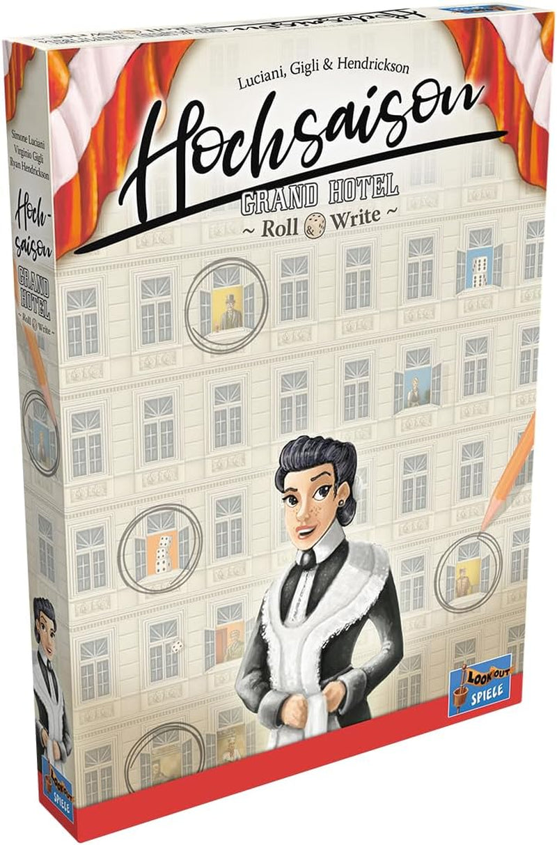 Lookout, Hochsaison: Grand Hotel Roll & Write, Kennerspiel, Würfelspiel, 2-4 Spieler, Ab 12+ Jahren, 45 Minuten, Deutsch