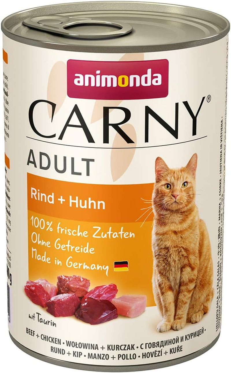 animonda Carny Adult Savory Variety (12 x 400 g), hrană umedă pentru pisici adulte, hrană umedă cu ingrediente 100% proaspete, din carne, fără cereale și fără zahăr