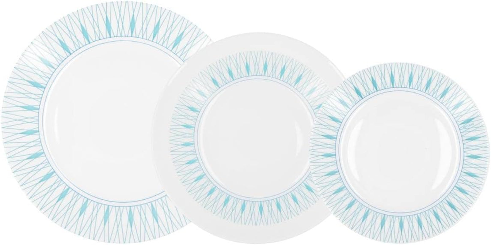 Luminarc Domitille Tafelservice, 18-Teilig, Opal, Keramik, Weiß Naty Shop Set di stoviglie aperto, Blau
