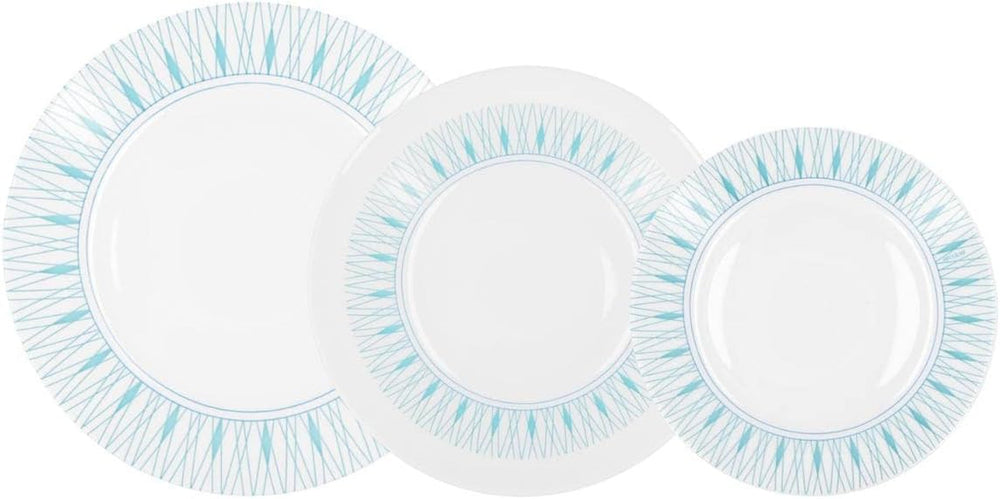Luminarc Domitille Tafelservice, 18-Teilig, Opal, Keramik, Weiß Naty Shop Set di stoviglie aperto, Blau