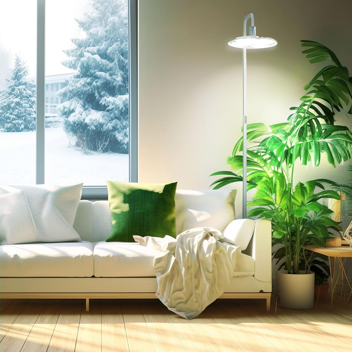 Lampada per piante LED SANSI a spettro completo 125W Luce dimmerabile con telecomando per la crescita delle piante Altezza regolabile 120-180 cm Timer 4/8/12 ore 4 livelli di luminosità