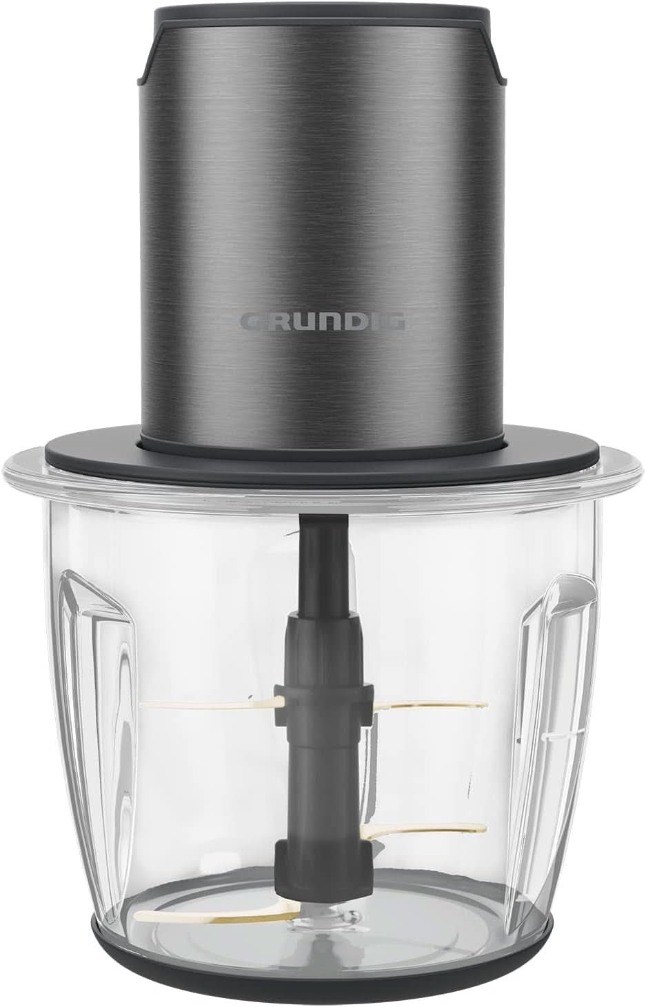 Grundig Delisia Novus CH 7140 Professioneller Multi-Zerkleinerer, 500 Watt, 4 Edelstahlmesser Mit Zirkonium-Beschichtung, 1L Glass Behälter, 2 Stufen, Anti-Slip-Unterlage, Dark Inox/Schwarz Kitchen Naty Shop