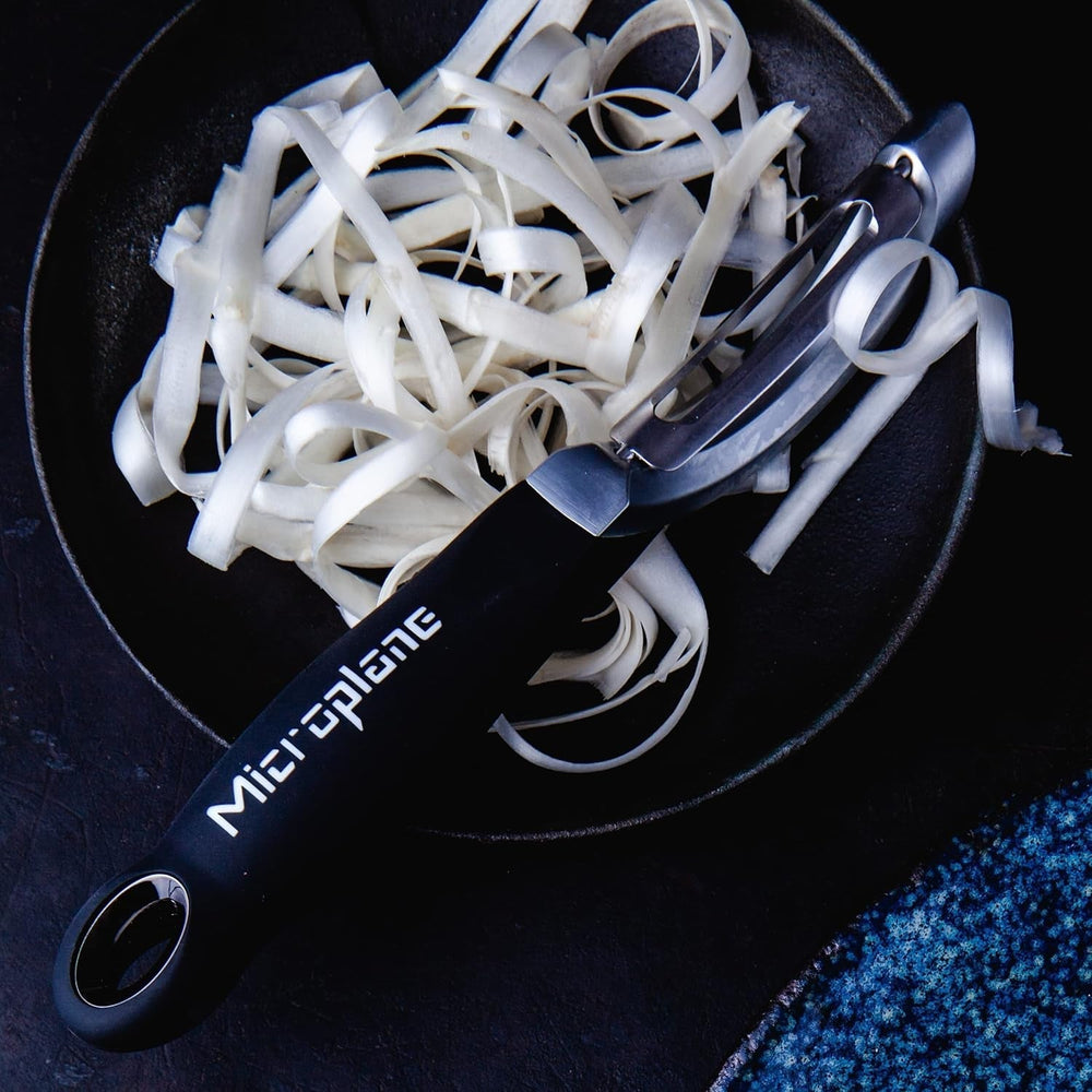 Naty Shop Pelapatate ambidestro professionale a doppia lama in acciaio inox Microplane