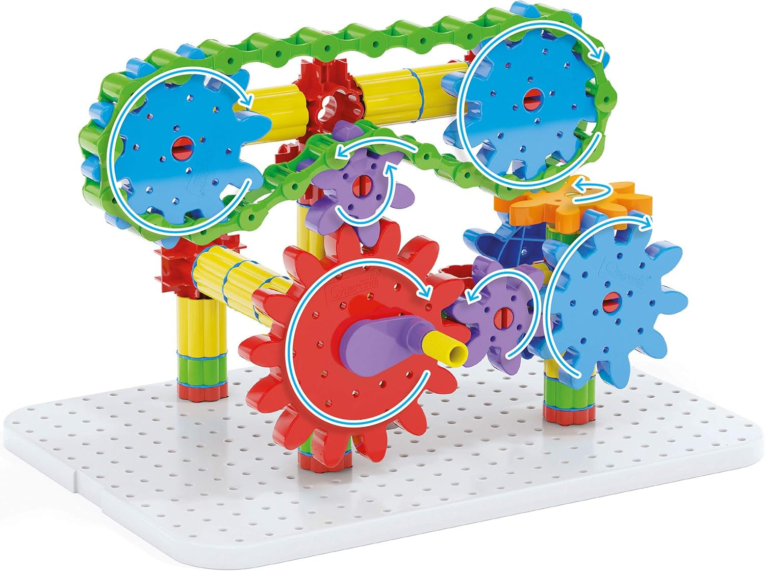 Quercetti Georello Tech Starter Set, Lernspielzeug ab 5 Jahre, Konstruktionsspielzeug Mit Zahnrädern Für Kreative Kinder, Geschenk Jungen & Mädchen, Spielzeug ab 5 Jahre, Gesellschaftsspiele Kinder
