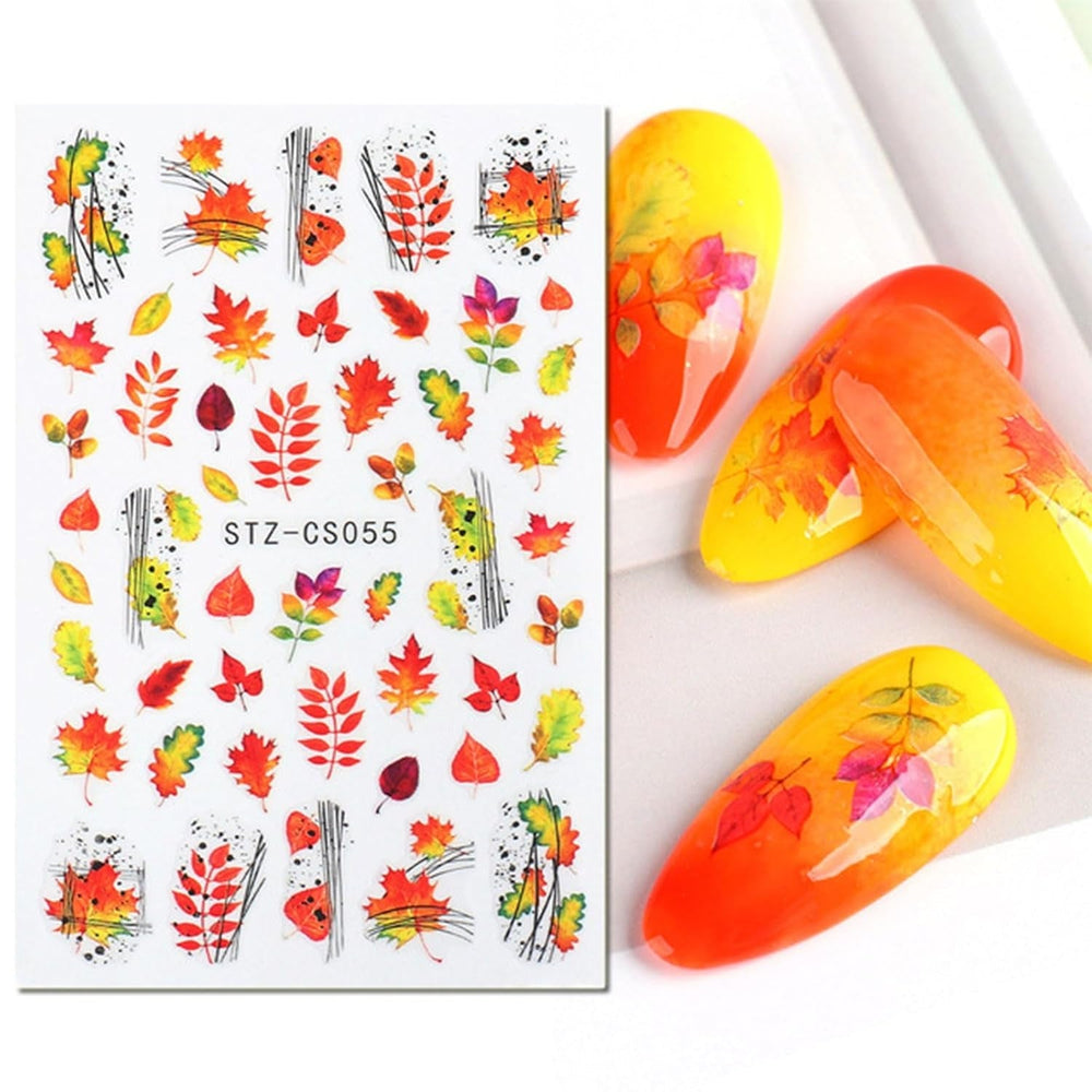 JMEOWIO Nagelsticker Herbst 9 Blatt Nail Art Sticker Selbstklebend Nagelaufkleber Kürbis Ahornblatt Erntedankfest Dekoration Nageldesign Zubehör