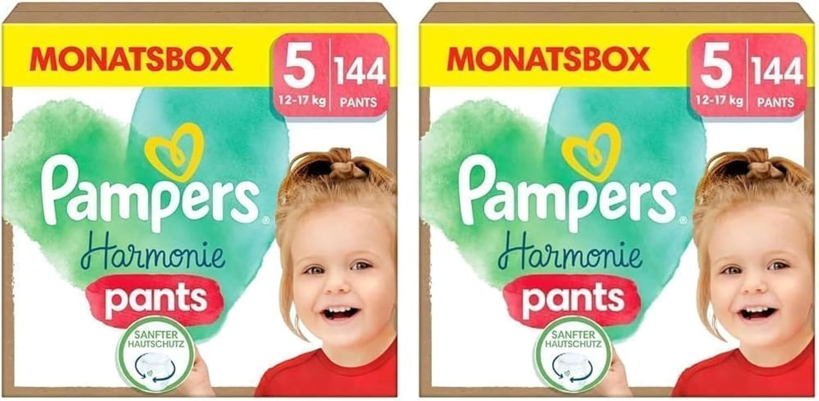Pannolini Pampers Harmony Pants taglia 5, 144 pz, 12 kg-17 kg, protezione delicata della pelle e comfort a 360°