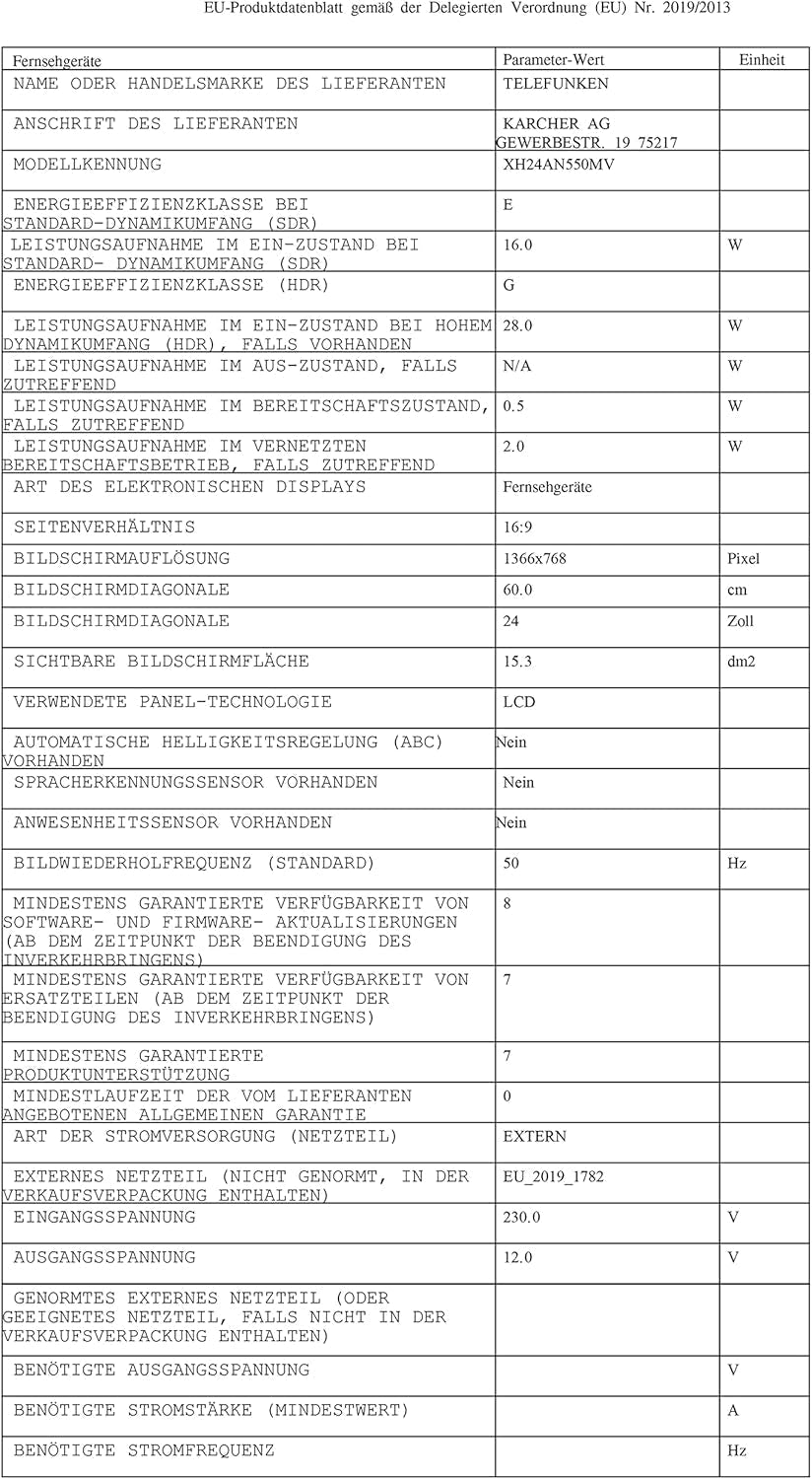 TELEFUNKEN XH24AN550MV Televizor de 24 inch/Smart TV cu Android (HD Ready, HDR, triplu tuner, 12 volți, Bluetooth) [2023]