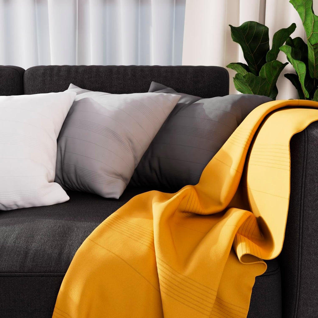 Soleil D'Ocre Adele Plaid, aruncat de fotoliu, Polycoton, Gri, 140 X 200 Cm Paturi si Cuverturi Besuche den Soleil d'ocre-Store Galben 140 X 200 Cm