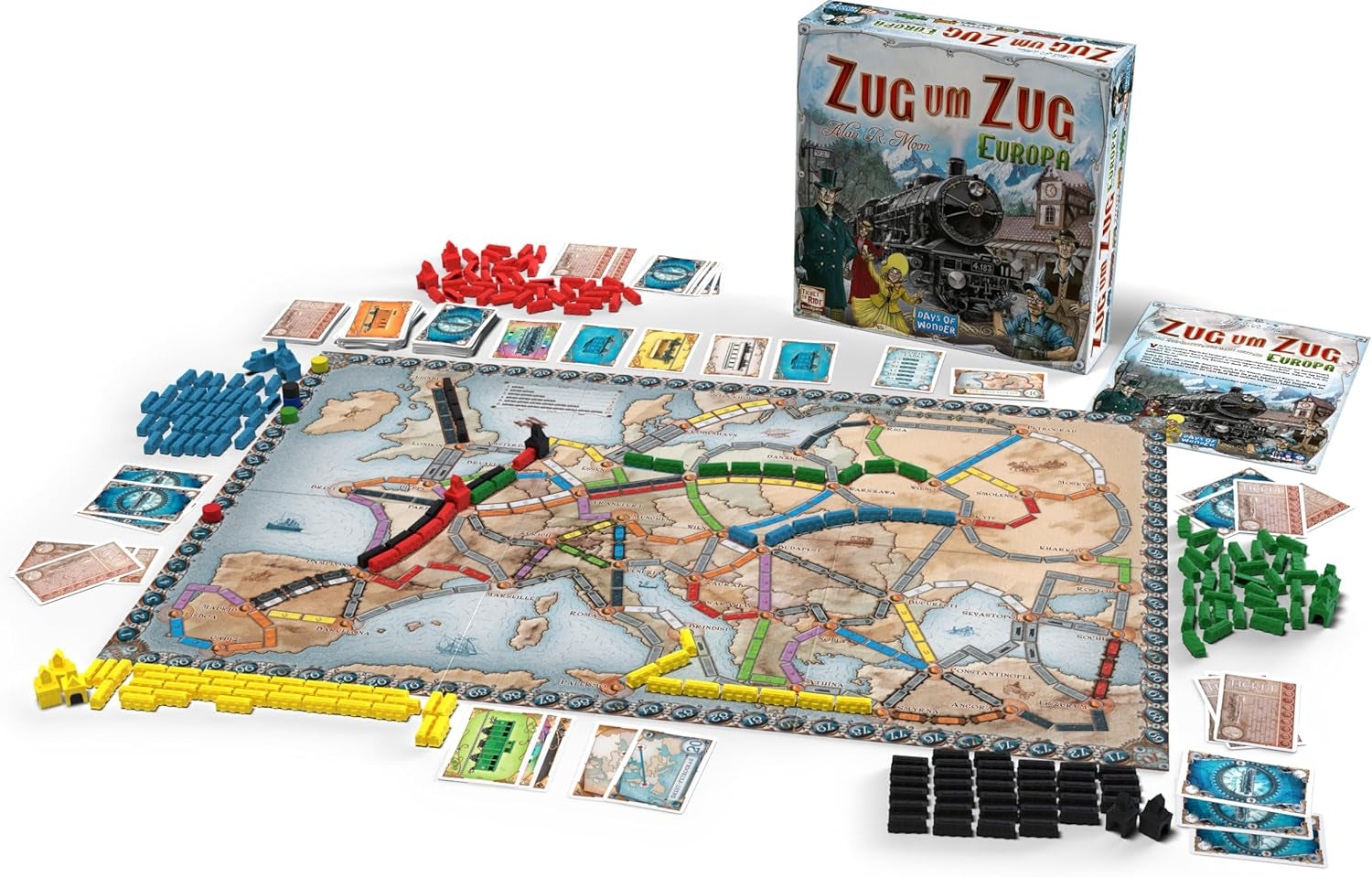 Asmodee, Ticket to Ride: Europa, Days of Wonder, Joc de bază, Joc de familie, Joc de societate, 2-5 jucători, Vârste 8+, 30-60 de minute, Germană