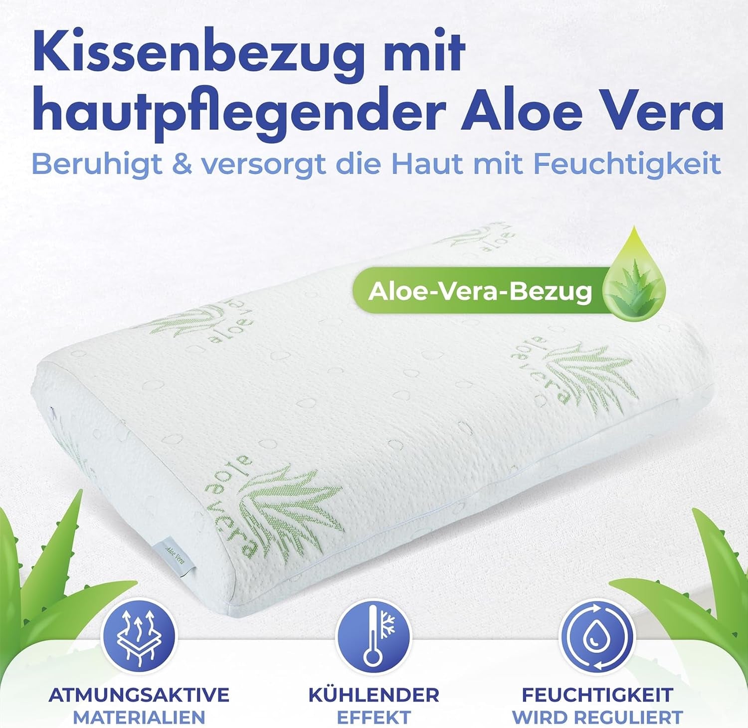 Maximex visco pernă de sprijin pentru gât, Pernă de sprijin respirabilă cu umplutură din spumă ergonomică, Pernă de sprijin pentru gât reglabilă pe înălțime și înălțime pentru un somn odihnitor, Cu aloe vera Perne standard Naty Shop