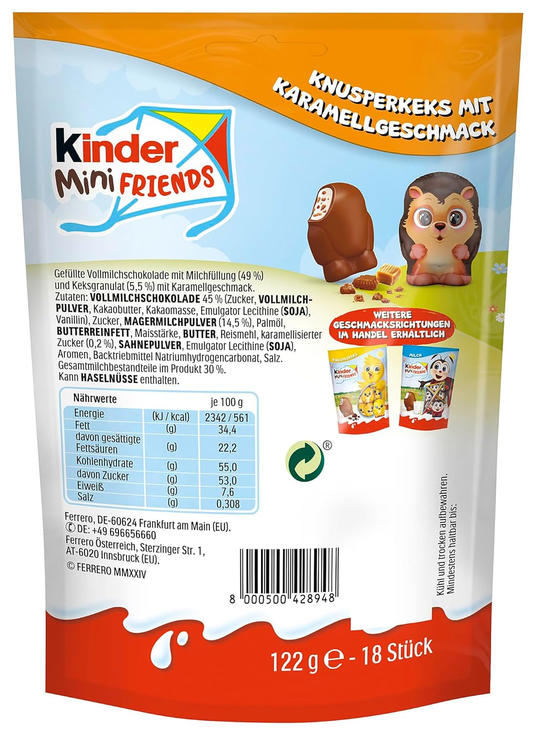 Kinder Mini Friends Biscotti Croccanti al Gusto Caramello 122g – Cioccolato al Latte con Biscotti e Ripieno al Latte – Figure di Pasqua – Cioccolato e Dolci di Pasqua – Regalo di Pasqua