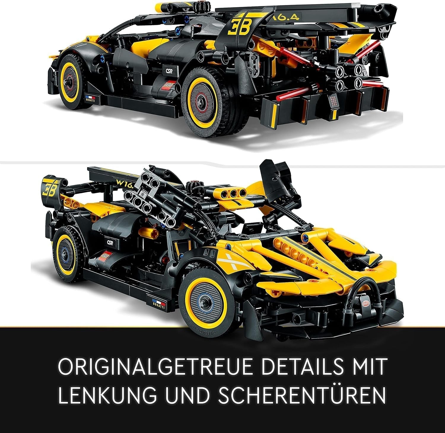 LEGO Technic Auto da corsa Bugatti, Kit modello di auto, Giocattolo per auto sportiva, Set di auto da collezione iconico, Giocattolo da costruzione da 9 anni 42151 Set di costruzione Besuche den LEGO-Store