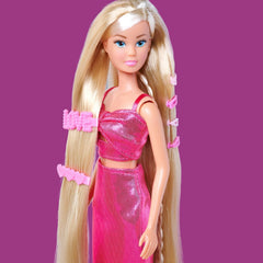 Simba Steffi Love Dream Hair – Ankleidepuppe mit extra Langen Haaren, inkl. Haarclips & Kamm, im pinken Glitzerkleid, 29 cm groß, Frisierpuppe für Kinder ab 3 Jahren