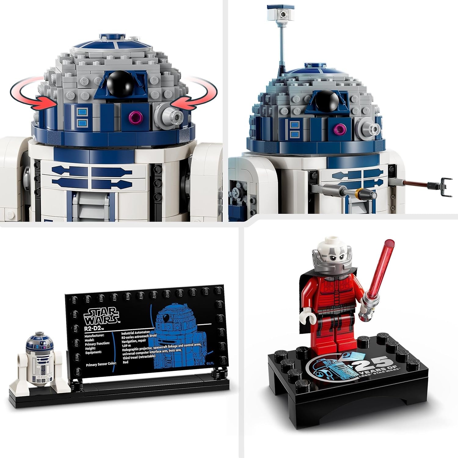 LEGO Star Wars R2-D2 Set modello per bambini, ragazzi e ragazze, droide costruibile con minifigure del 25° anniversario di Darth Malek e piastra decorativa, idea regalo da collezione 75379 Set di costruzione Besuche den LEGO-Store