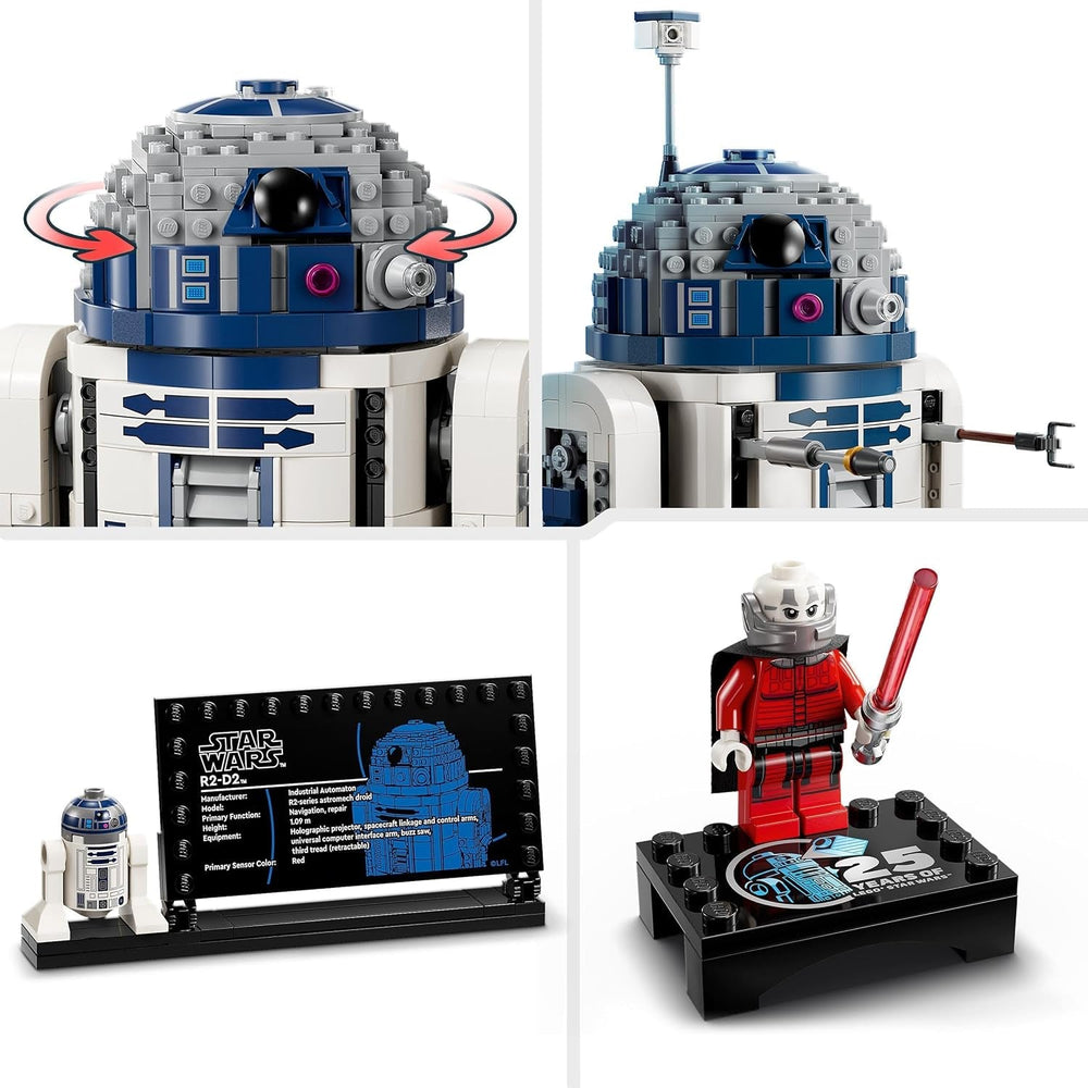 LEGO Star Wars R2-D2 Set modello per bambini, ragazzi e ragazze, droide costruibile con minifigure del 25° anniversario di Darth Malek e piastra decorativa, idea regalo da collezione 75379 Set di costruzione Besuche den LEGO-Store