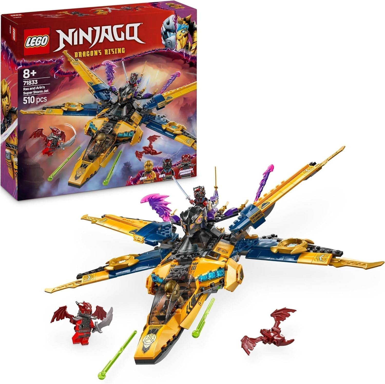 LEGO NINJAGO Super Storm Flyer di Ras e Arin - Giocattolo con drone, shooter, lame e motori - Incl. 3 minifigure di gioco di ruolo Ninja - Set da costruzione per ragazzi e ragazze da 8 anni in su 71833 Set da costruzione Besuche den LEGO-Store Titolo predefinito