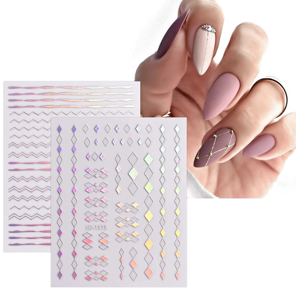 JMEOWIO Nagelsticker Aurora 12 Blatt Nail Art Sticker Selbstklebend Nagelaufkleber Holografisch Dekoration Nageldesign Zubehör