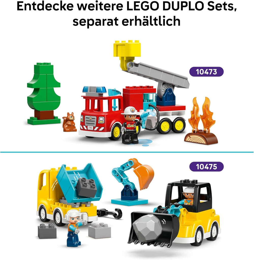 LEGO DUPLO Blaues Polizeimotorrad - Lernspielzeug zur Förderung der Motorik für Kleinkinder - inkl. Motorrad, Polizisten Figur und Verkehrsampel - Geschenk für Jungen und Mädchen ab 2 Jahren - 10471